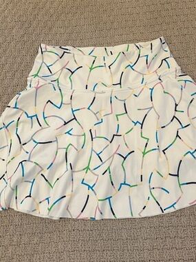White Multi-Color Printed Tennis Skort